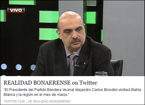 El Presidente del Partido Bandera Vecinal Alejandro Carlos Biondini visitará Bahía Blanca y la región en el mes de marzo.