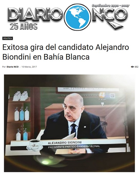 (Diario NCO) "Exitosa gira del candidato Alejandro Biondini en Bahía Blanca"