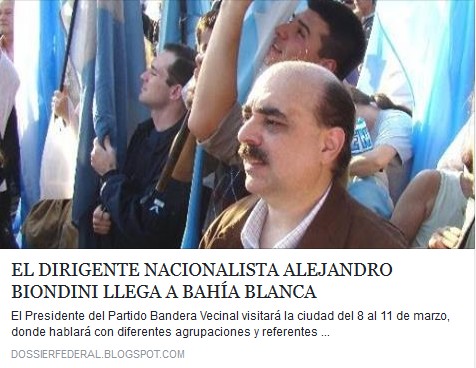 Ver nota: "El dirigente nacionalista Alejandro Biondini llega a Bahía Blanca"