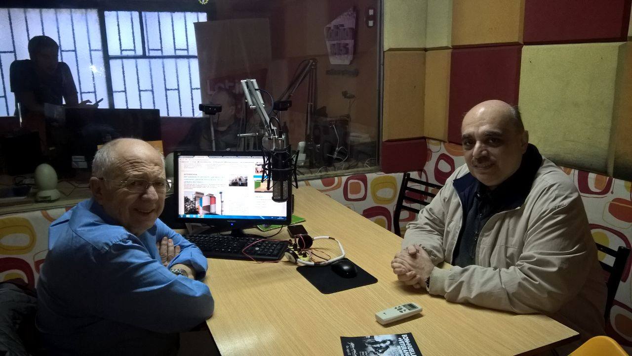 Biondini en FM Latina 94.5 junto al periodista Pedro Aramburu, conductor del programa "La Penúltima Palabra"