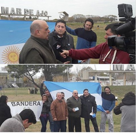 Biondini llegó a Mar de Ajó y fue recibido por Marazzi y la TV local