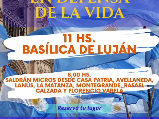 8M: Adhesión y convocatoria a la Misa por la Vida en Luján Actos y Eventos