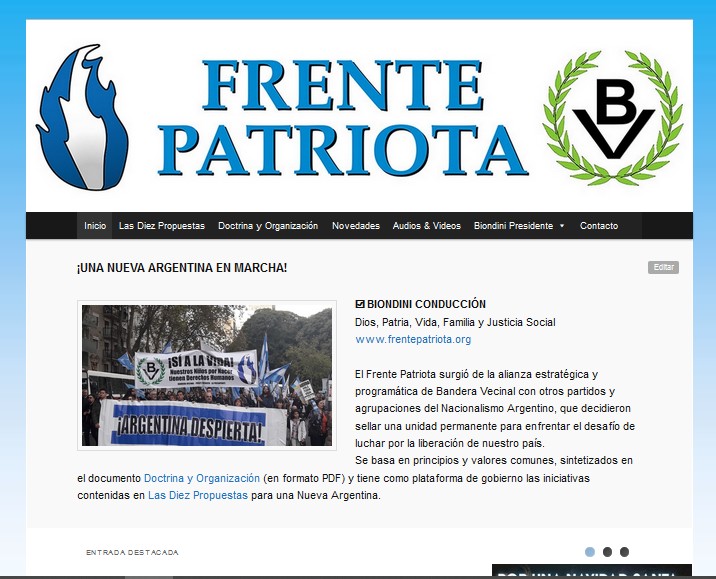 FrentePatriota.org, nuevo sitio oficial del Partido